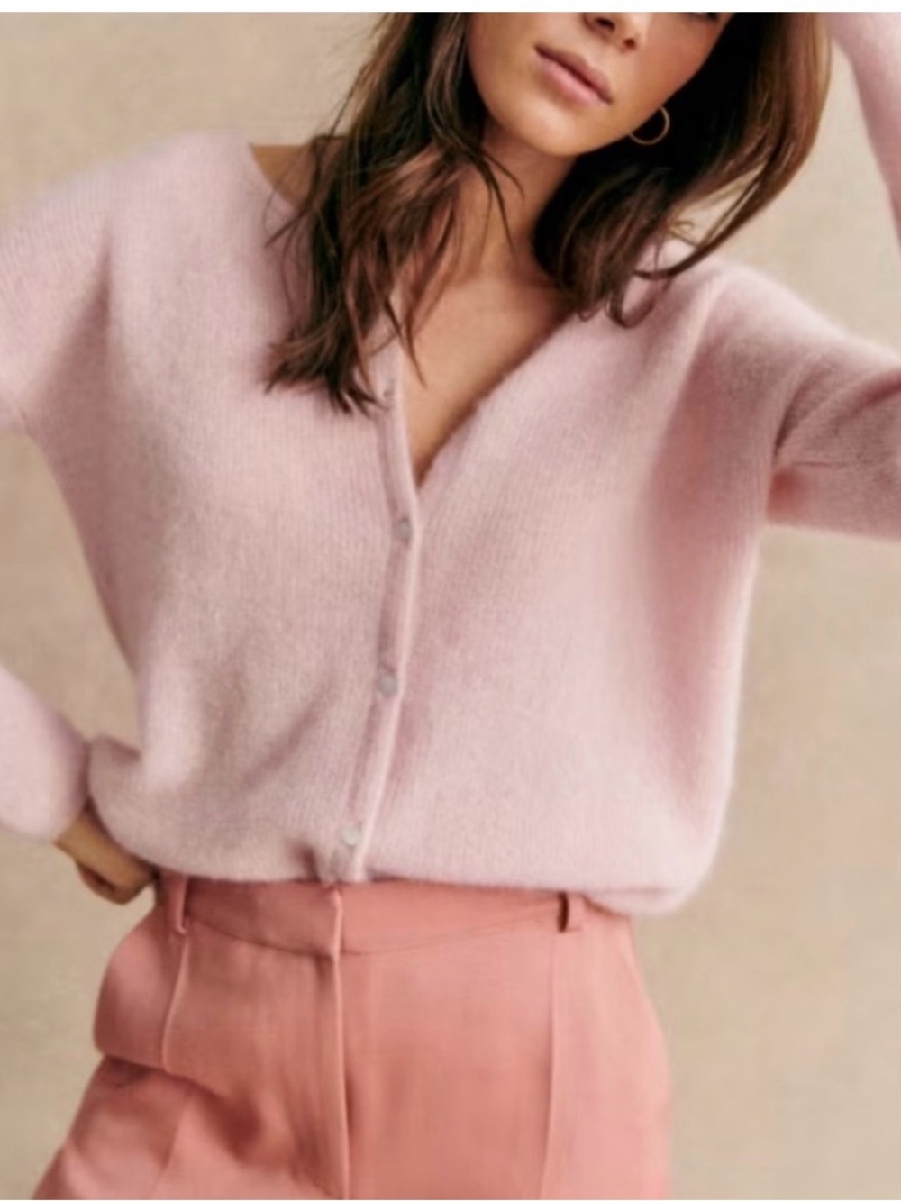 NWT Sézane Gaspard Powder Pink Cardigan Sweater
